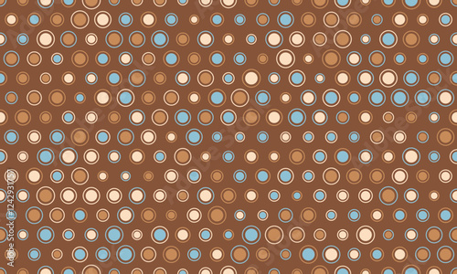 Seamless spotted pattern with colorful round shapes, ideal for abstract backgrounds, wallpaper, or textile prints with a geometric touch.