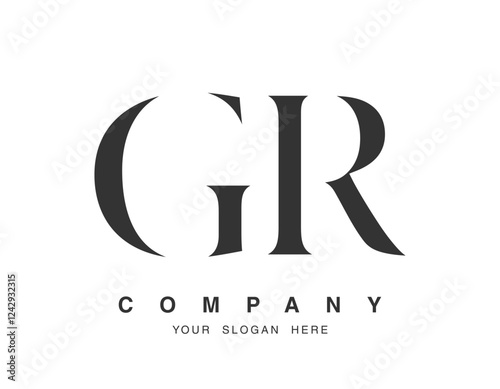 GR logo design. Initial letter g and r serif font style. Creative classic company name typography. Trendy logotype or identity.