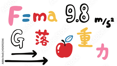 Vector illustration of lettering about physics