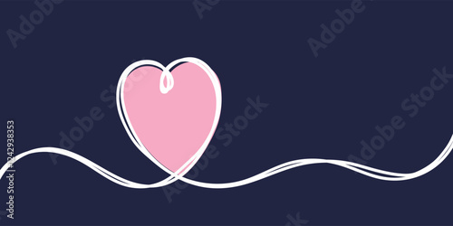 Hand drawn heart in line art style. Design for Valentine’s Day, Mother’s Day and Women’s Day. Vector illustration