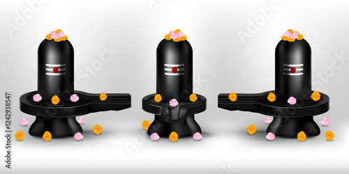 Happy Maha shivratri Shivling illustration, shiva lingam. Lord shiva shivling indian god woship with trishul vector illustration temple god