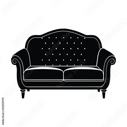 Sofa set silhouette vector art illustration