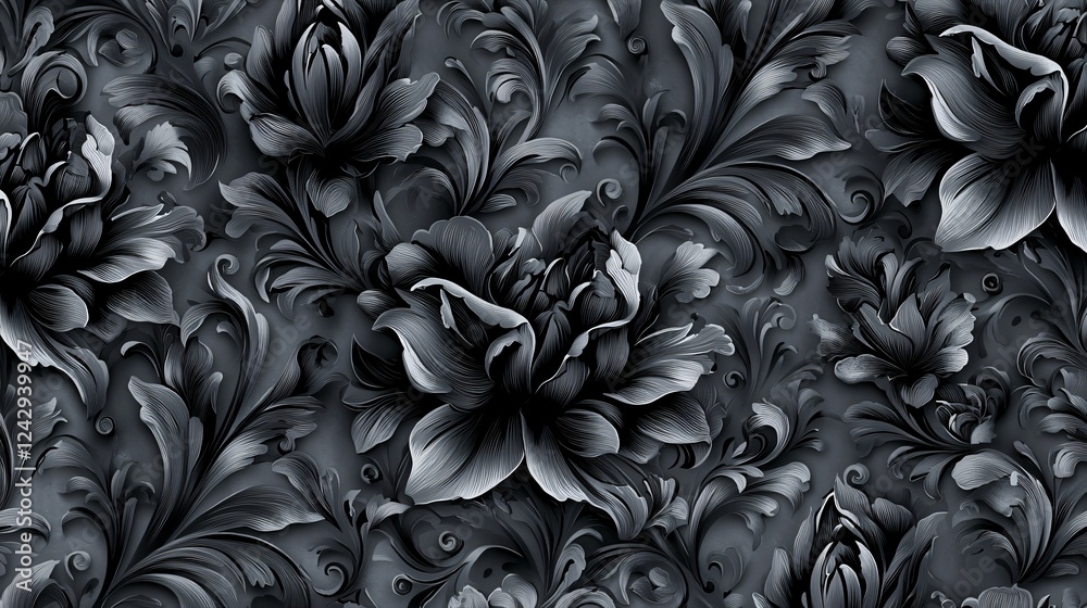 Dark floral seamless pattern, textile design Dark floral seamless pattern, textile design