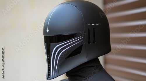 Stealth helmet featuring matte black finish and thermal imaging sensors photo