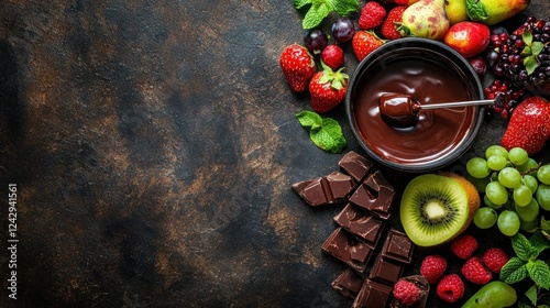 Delicious Chocolate Fondue with Assorted Fresh Fruits