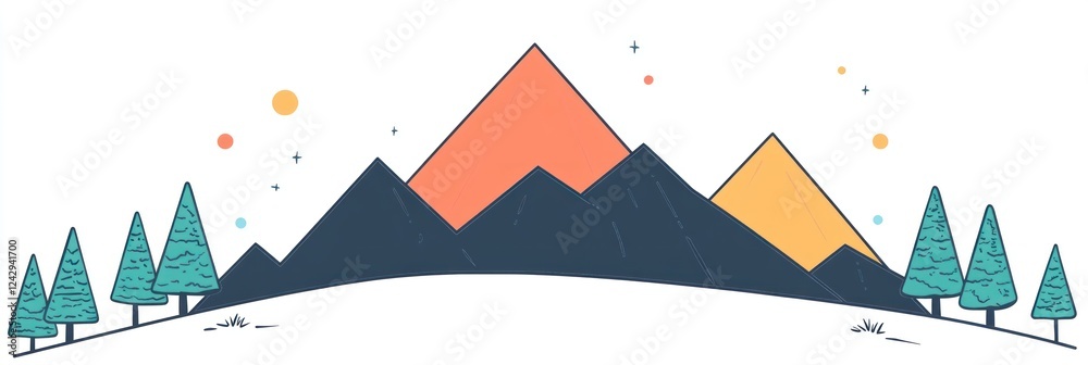 Majestic Mountains and Evergreen Trees Landscape Majestic Mountains and Evergreen Trees Landscape