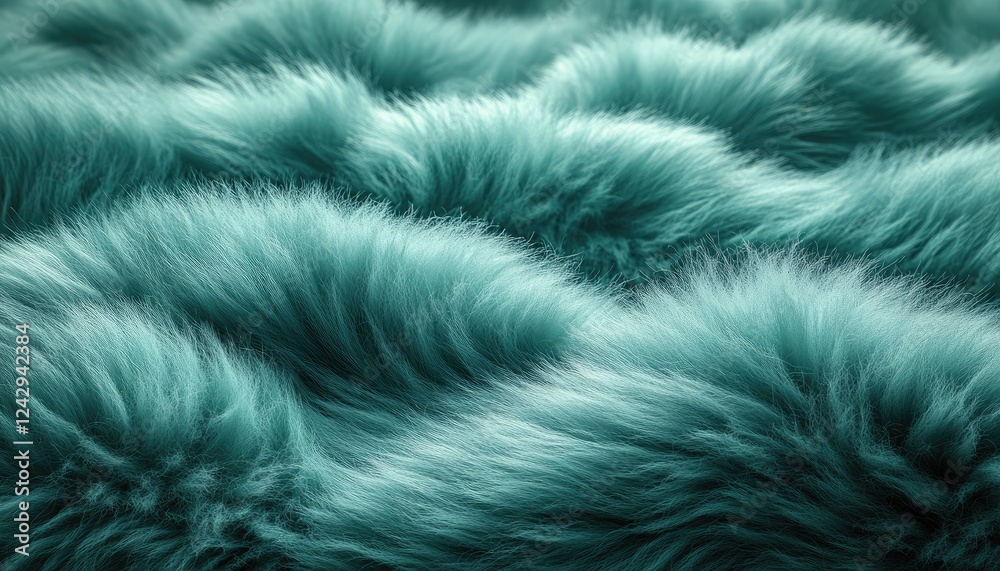 Obraz premium Teal Fur Texture Soft Fluffy Waves