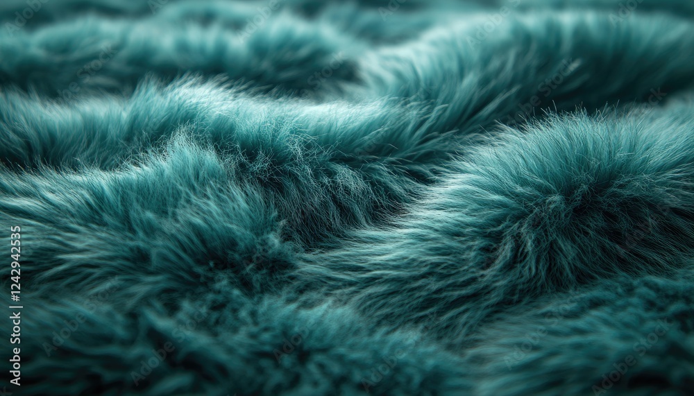 Fototapeta premium Teal Fur Texture Soft Fluffy Background