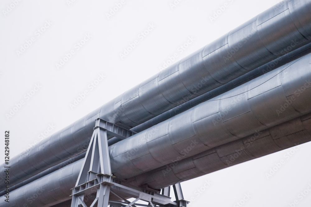 pipeline on gray sky background close up pipeline on gray sky background close up