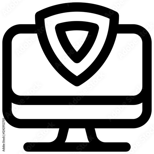 Cybersecurity - desktop. Editable stroke vector icon.