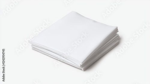 Stack of White Fabric Napkins on White Background
