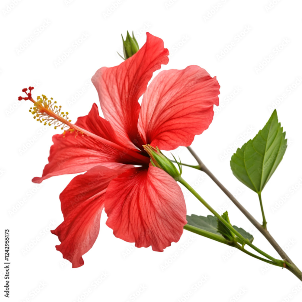 Fototapeta premium Red hibiscus isolated on transparent background