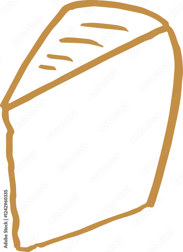 Hand drawn piece of parmesan cheese food ink style illustration slice of yellow old cheese Hand drawn piece of parmesan cheese food ink style illustration slice of yellow old cheese