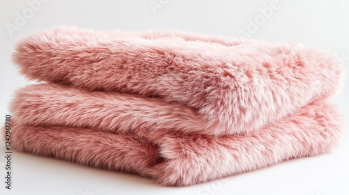 Fluffy Pink Alpaca Fabric in a Clean White Setting, Generative AI
