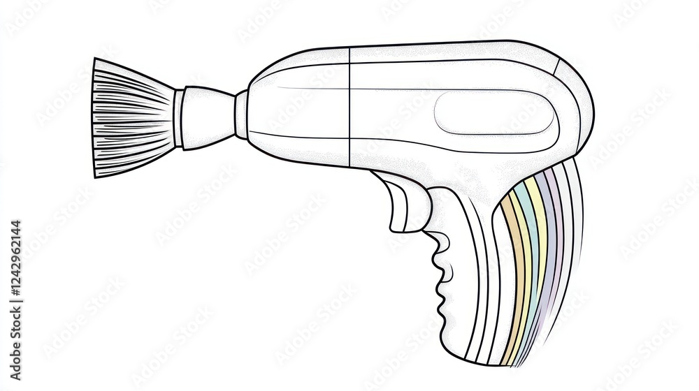 Futuristic hairdryer design, isolated, white background, product illustration Futuristic hairdryer design, isolated, white background, product illustration