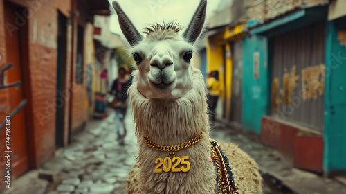 Trendy Llama with Gold Chain Saying 