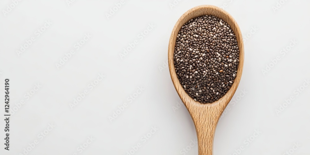 Chia Seeds in Wooden Spoon: Healthy and Nutritious Chia Seeds in Wooden Spoon: Healthy and Nutritious