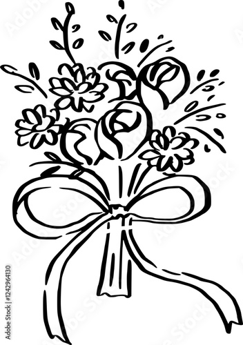Bridal Bouquet hand drawn illustration.