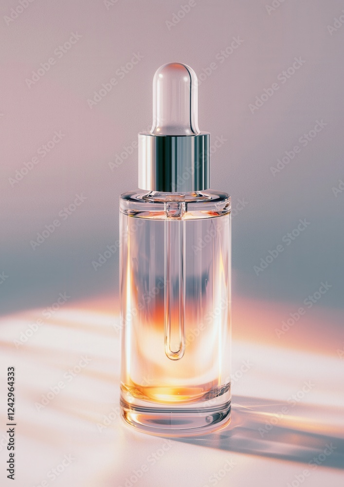 Close-up of a perfume bottle. the bottle is made of clear glass and has a silver dropper on top. the dropper has a small opening at the bottom, which is likely used to dispense the perfume. Close-up of a perfume bottle. the bottle is made of clear glass and has a silver dropper on top. the dropper has a small opening at the bottom, which is likely used to dispense the perfume.