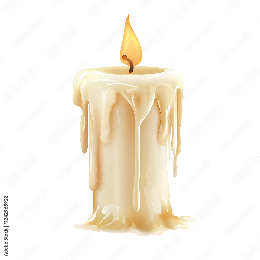 Melting Candle on Black Background on transparent background. Melting Candle on Black Background on transparent background.