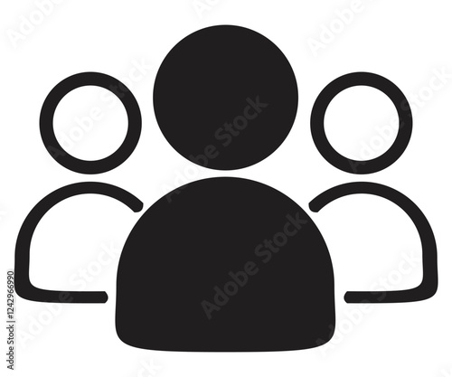 people, users, personnel vector icon. Black figure on white background