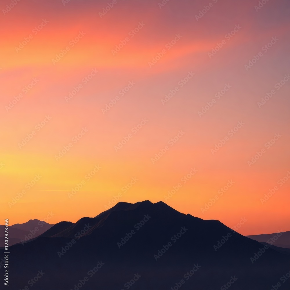 Sunrise over majestic mountain range with vibrant colors illuminating the sky Sunrise over majestic mountain range with vibrant colors illuminating the sky