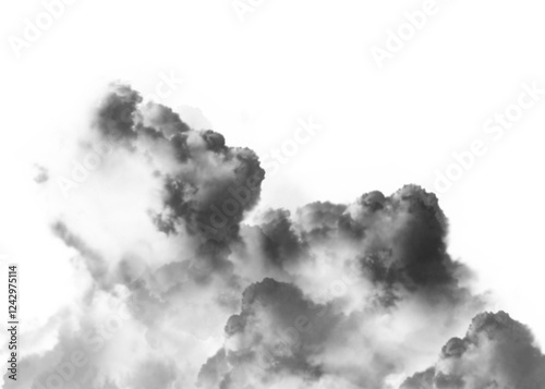 black smoke pollution spreading on transparency background	