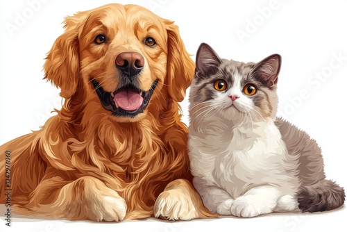 Wallpaper Mural Isolated portrait of a dog and cat looking at the camera, symbolizing their friendship and affable nature Torontodigital.ca