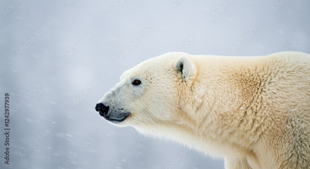 Majestic polar bear in snowy arctic environment Majestic polar bear in snowy arctic environment