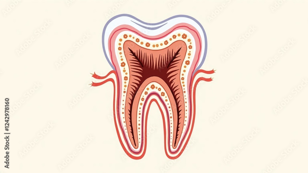 Artistic Tooth Cross-Section with Beautifully Integrated Floral Patterns Artistic Tooth Cross-Section with Beautifully Integrated Floral Patterns