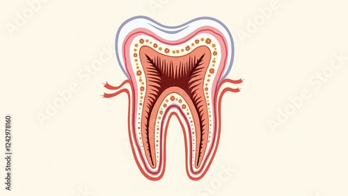 Artistic Tooth Cross-Section with Beautifully Integrated Floral Patterns photo