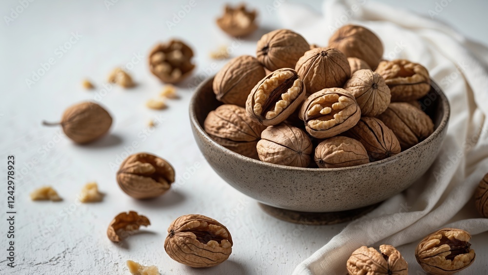 Cozy Bowl of Walnuts: Rustic Snack with Natural Charm Cozy Bowl of Walnuts: Rustic Snack with Natural Charm