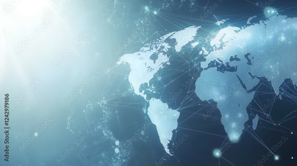 Global Connectivity A Futuristic Digital World Map Representation Global Connectivity A Futuristic Digital World Map Representation