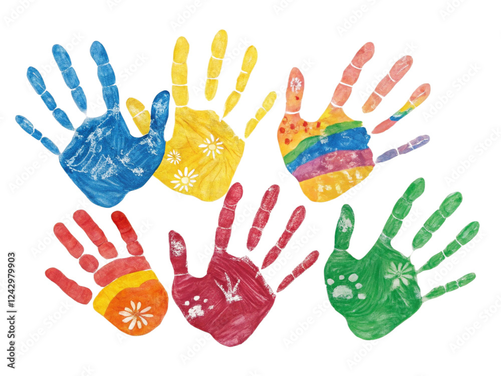 Colorful Handprint Art on Black Background