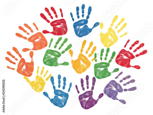 Colorful Handprint Art on Black Background