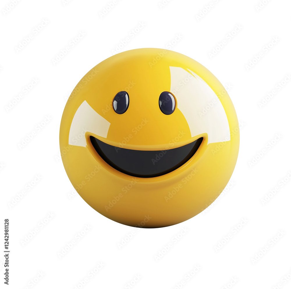 Fototapeta premium Smiley 3d model illustration, isolated transparent PNG 
