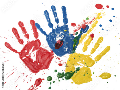 Colorful Handprint Art on Black Background