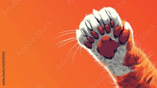 Close-up of feline paw with extended claws against neutral background photo