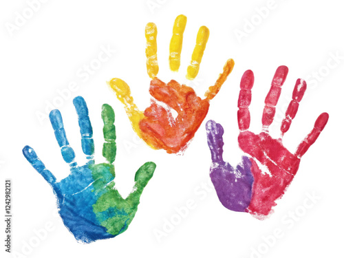 Colorful Handprint Art on Black Background