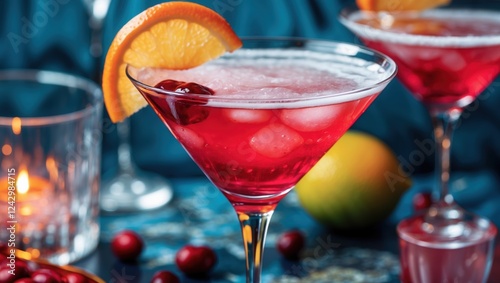 Wallpaper Mural Bright Red Cocktail with Orange Slice and Cranberries Torontodigital.ca