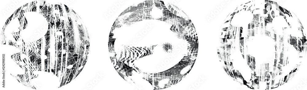 Obraz premium Grunge sphere Collection. Grunge Circles. Banners, Insignias , stamps, spheres, Labels and Badges Set . vector distress textures. Bundle blank circle textured shapes, globes, balls and stamps. 