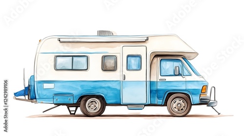 Retro Campervan: Watercolor Road Trip Dreams