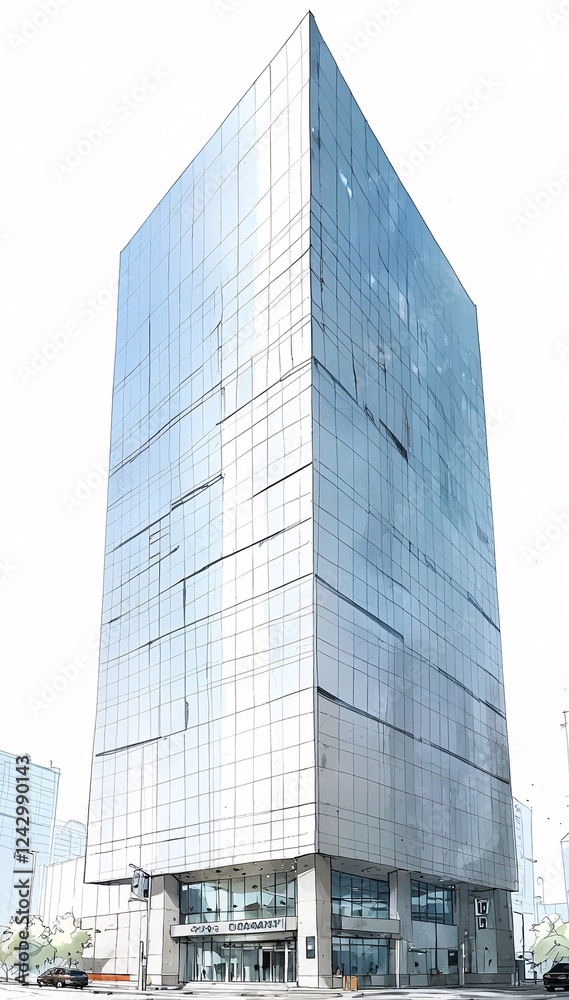 One Point Perspective Architectural Sketch of a Blue City Building with Eye Level View of the Structure Exterior Design Inspiration One Point Perspective Architectural Sketch of a Blue City Building with Eye Level View of the Structure Exterior Design Inspiration