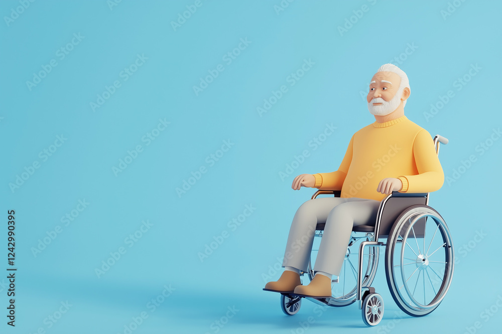 Elderly sitting on wheechair. Generative Ai. Elderly sitting on wheechair. Generative Ai.