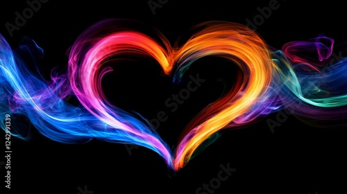 Fluid heart emerges from vibrant colors through long exposure artistry