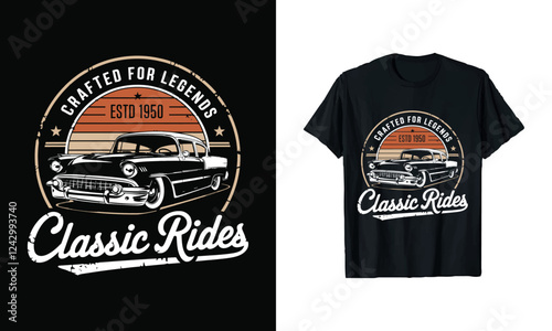 Rev up your style with this vintage T-shirt design featuring a classic car! Perfect for automotive enthusiasts and a great gift for car lovers. Celebrate the legacy of classic rides since 1950!