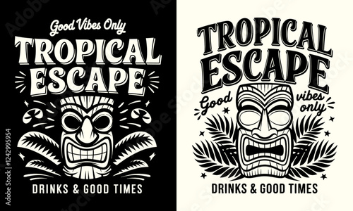 Embrace the tropical vibes with our "Tropical Escape - Good Vibes Only" T-shirt! Featuring a vibrant tiki design, this shirt is perfect for those ready to unwind with drinks and celebrate good times
