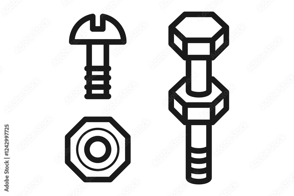bolts and nuts line icon vector bolts and nuts line icon vector