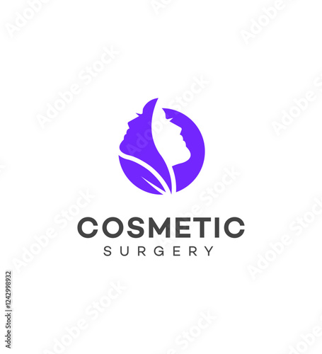 Cosmetic Surgery Logo Design Elegant Purple Female Profiles