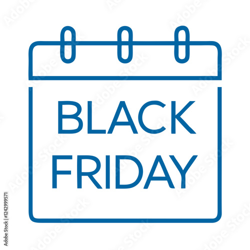 A blue calendar icon with "Black Friday" text, symbolizing the shopping event and major sales.